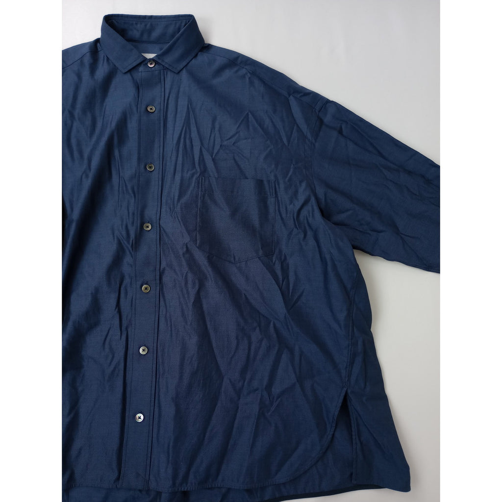 TICCA  ティッカ    スクエア  ビッグ   長袖  シャツ トップス  ブルー  2 【中古】