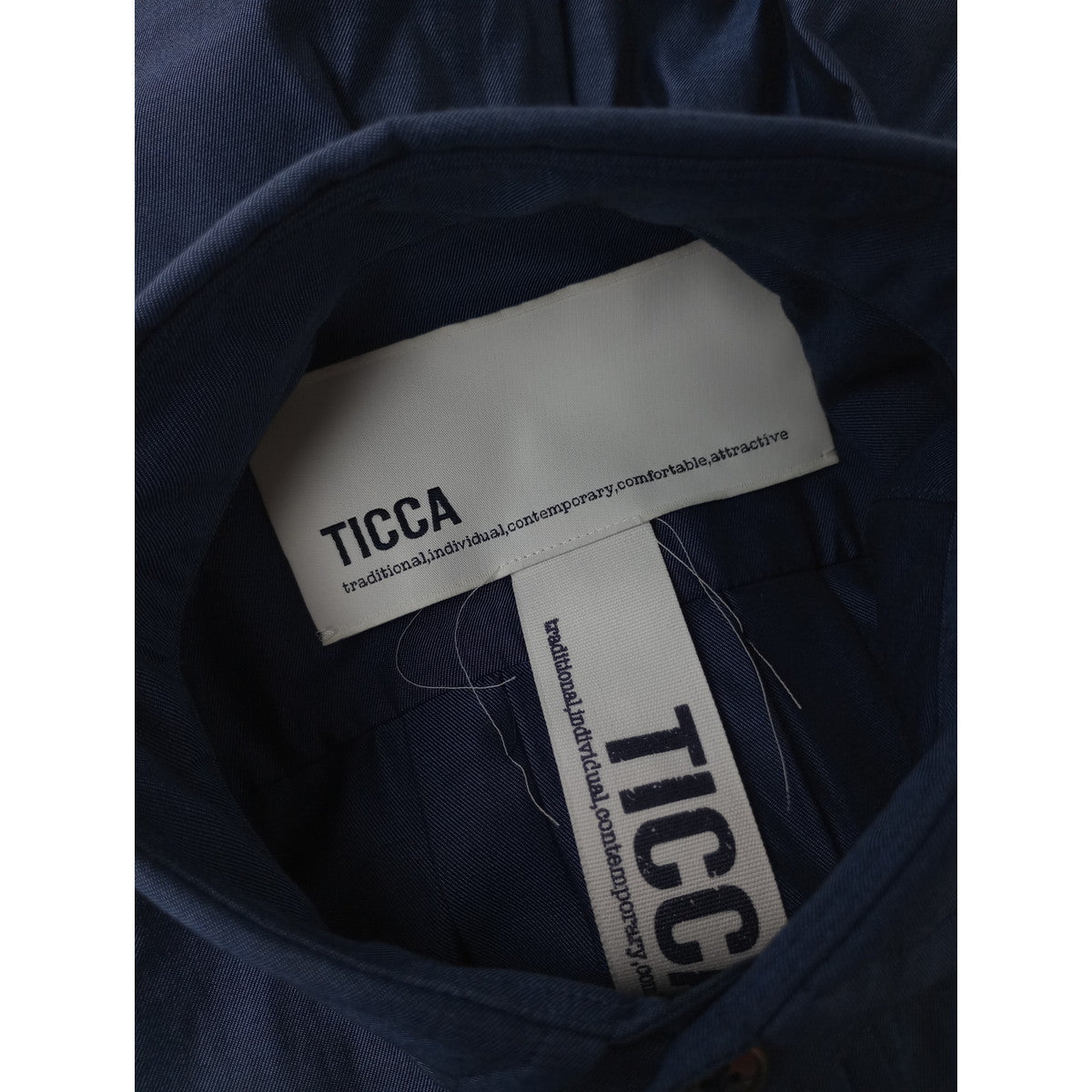 TICCA  ティッカ    スクエア  ビッグ   長袖  シャツ トップス  ブルー  2 【中古】