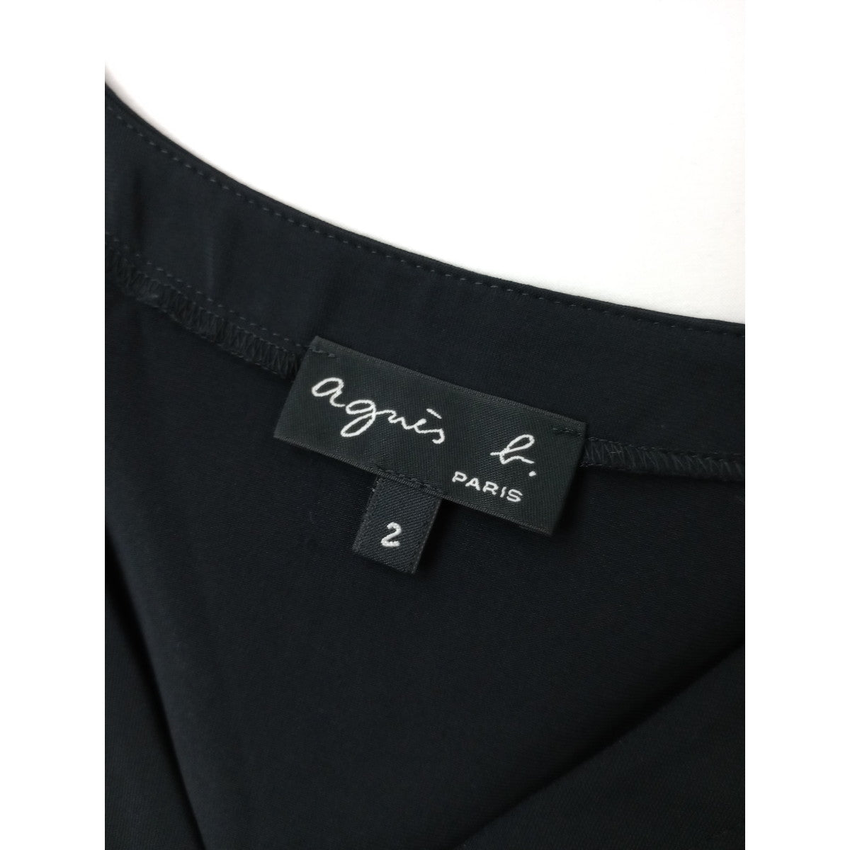 agnès b. アニエスベー クルーネック ロングカーディガン 黒 ブラック  2【中古】