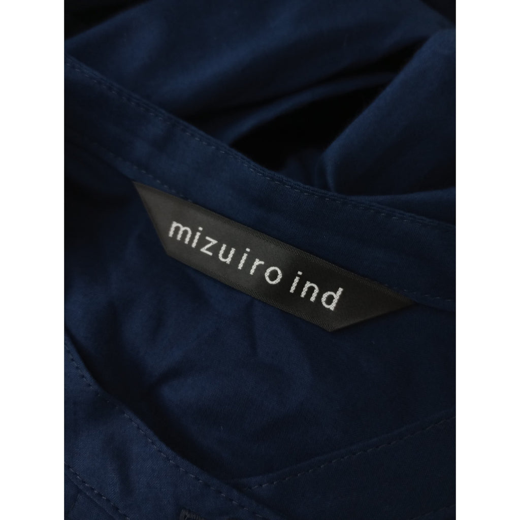 mizuiro ind ミズイロインド スタンドカラーフレアロングワンピース ネイビー ブルー  【中古】