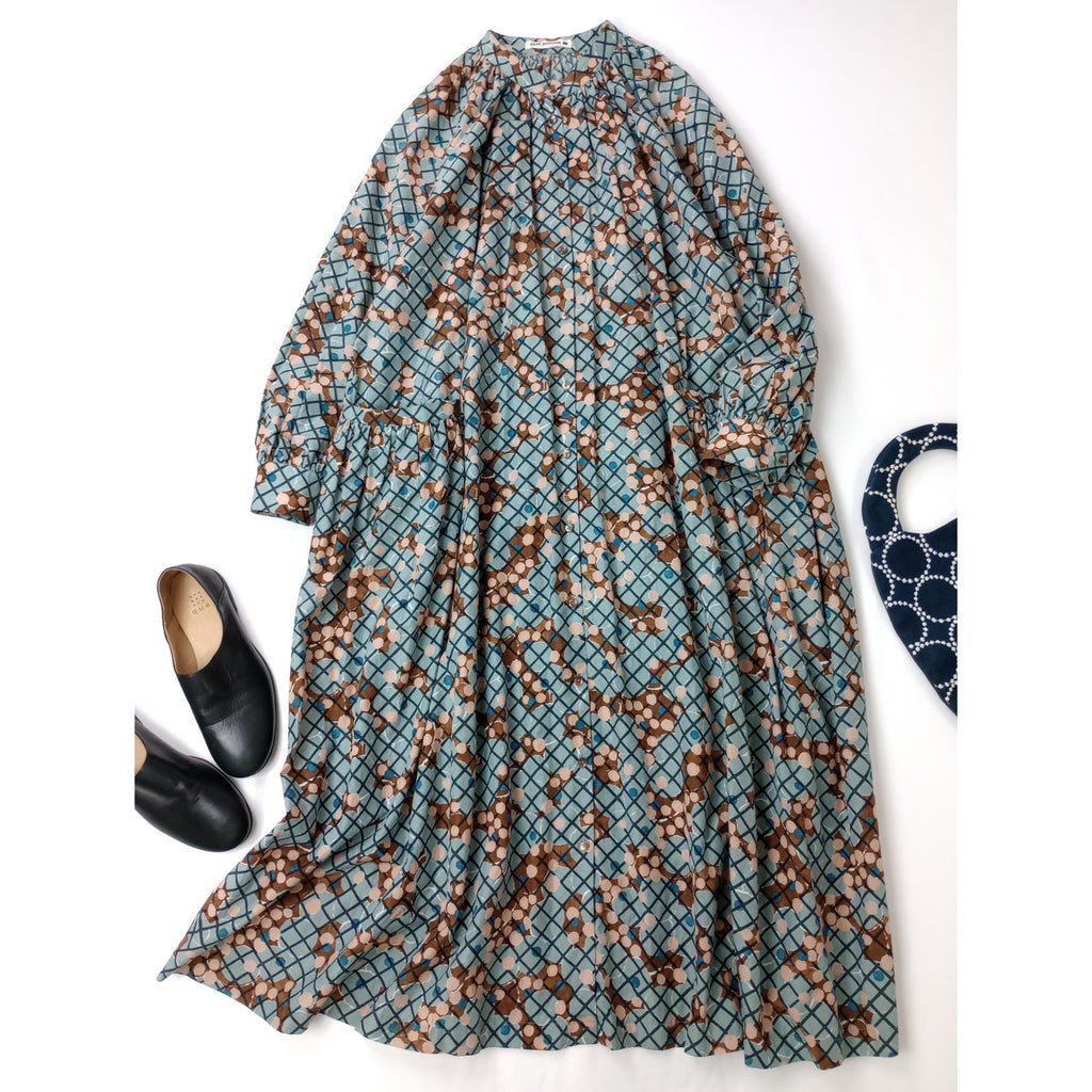 ミナペルホネン   mina perhonen  water light ロングシャツ ワンピース ブルー  38  【中古】