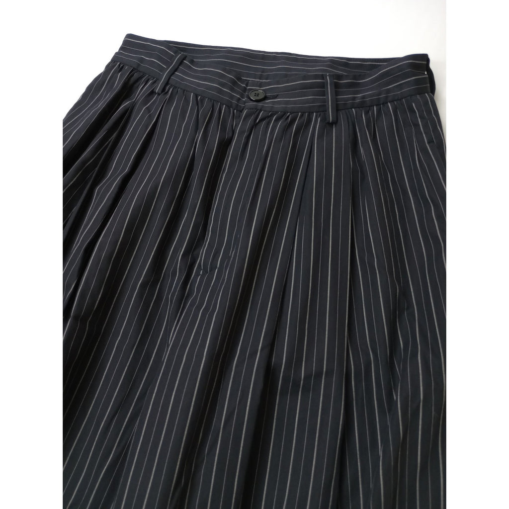 MM6 Maison Margiela  マルタンマルジェラ ストライプ  ワイド パンツ  黒 に近いダークネイビー  40 【中古】
