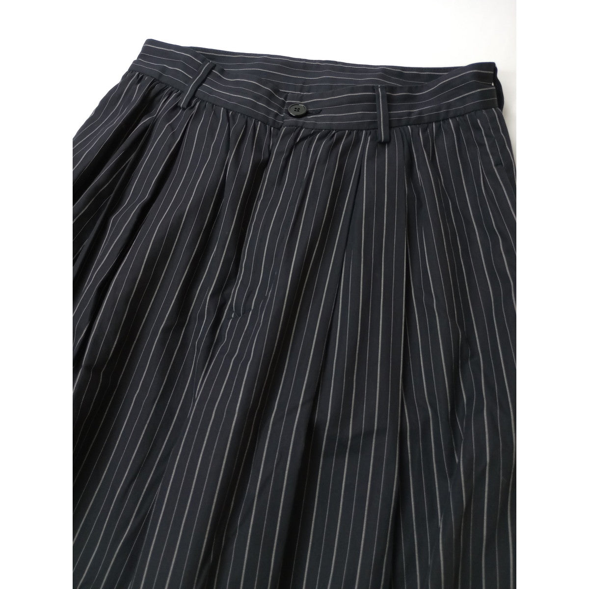 MM6 Maison Margiela  マルタンマルジェラ ストライプ  ワイド パンツ  黒 に近いダークネイビー  40 【中古】