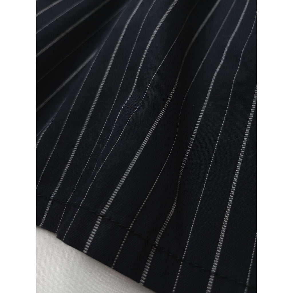 MM6 Maison Margiela  マルタンマルジェラ ストライプ  ワイド パンツ  黒 に近いダークネイビー  40 【中古】