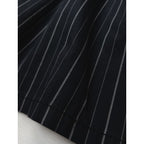 MM6 Maison Margiela  マルタンマルジェラ ストライプ  ワイド パンツ  黒 に近いダークネイビー  40 【中古】