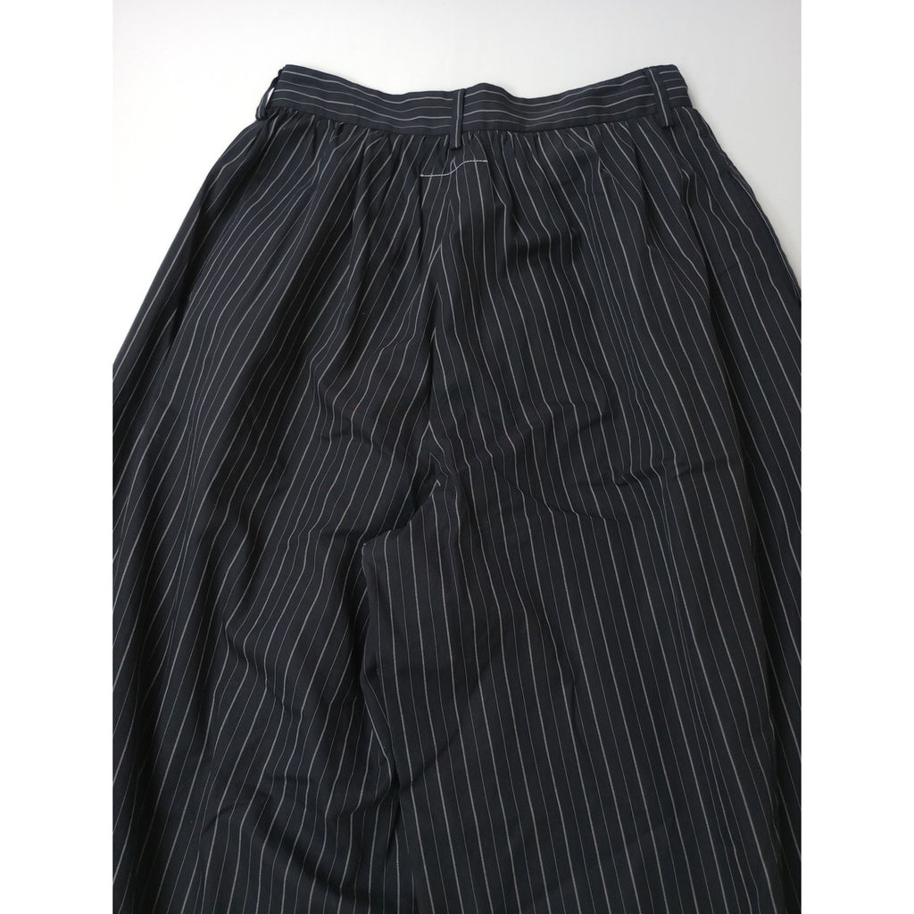 MM6 Maison Margiela  マルタンマルジェラ ストライプ  ワイド パンツ  黒 に近いダークネイビー  40 【中古】