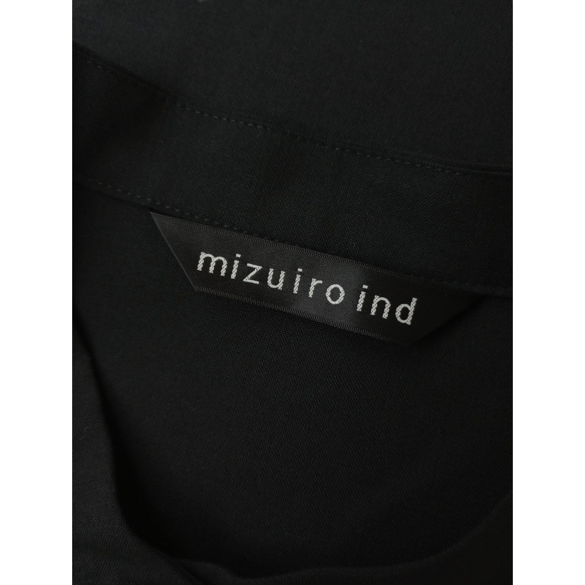mizuiro ind ミズイロインド バンドカラー シャツワンピース 黒 ブラック  【中古】