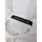 mizuiro ind  ミズイロインド  レース ミックス スタンドカラー シャツ ワンピース 白  ホワイト 【中古】