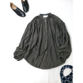 enrica  エンリカ  BLOUSE コットン  シルク  ギャザー ブラウス    トップス 077 ダークブラウン  【中古】