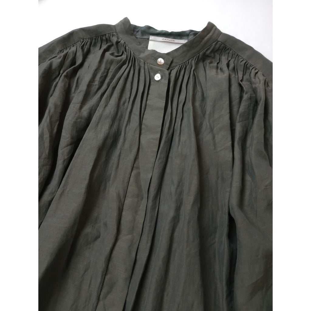 enrica  エンリカ  BLOUSE コットン  シルク  ギャザー ブラウス    トップス 077 ダークブラウン  【中古】