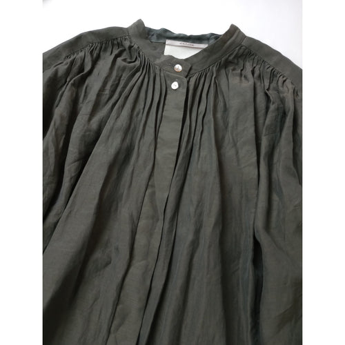 enrica  エンリカ  BLOUSE コットン  シルク  ギャザー ブラウス    トップス 077 ダークブラウン  【中古】