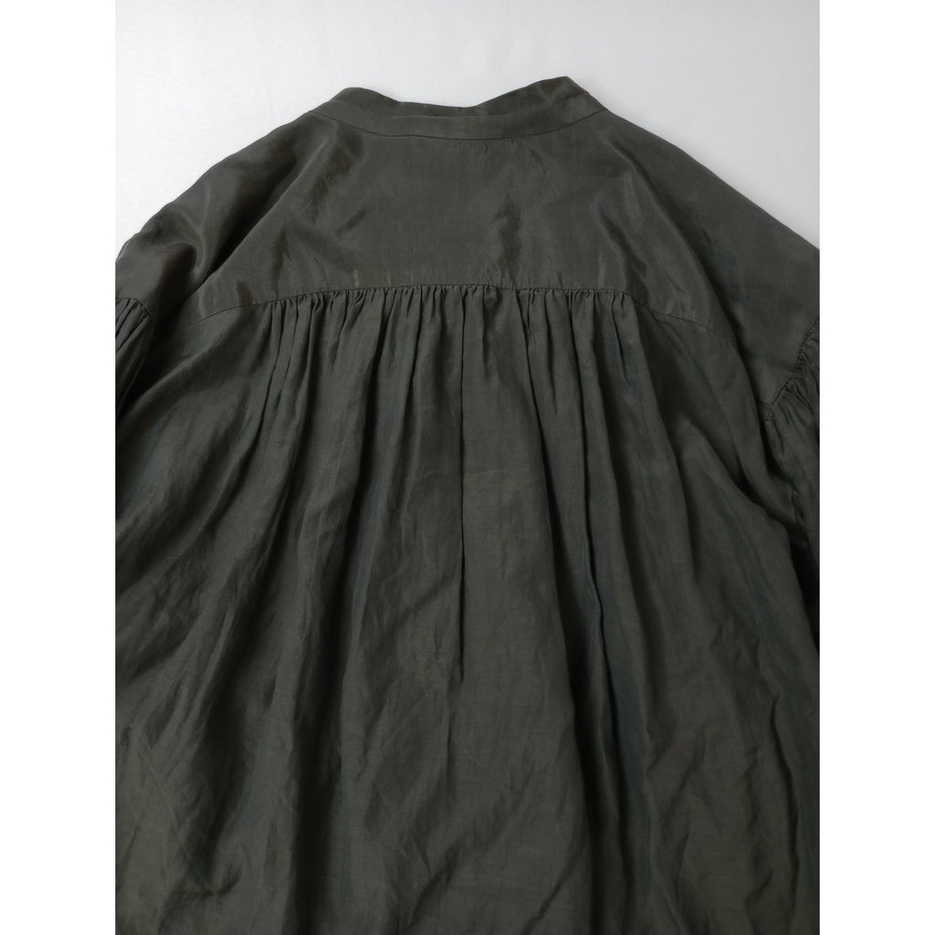 enrica  エンリカ  BLOUSE コットン  シルク  ギャザー ブラウス    トップス 077 ダークブラウン  【中古】