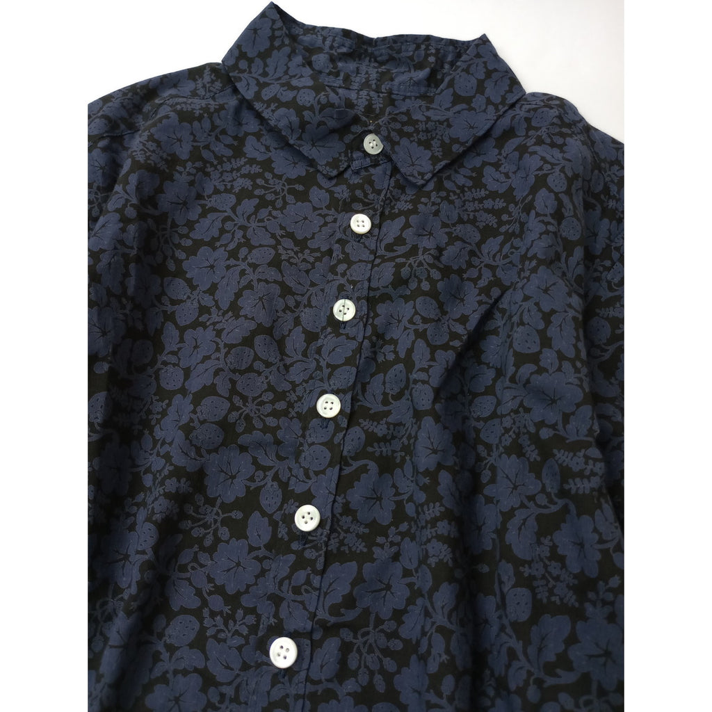 R&D.M.Co- オールドマンズテーラー COTTON LAWN WILD BERRY SMALL COLLAR SHIRT  ワイルドベリー スモールカラー シャツ ブラウス ネイビー 【中古】