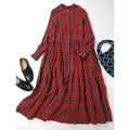 R&D.M.Co- オールドマンズテーラー TARTAN CHECK タータンチェック シャツワンピース ロング 赤 リネン 麻 100％  S 【中古】