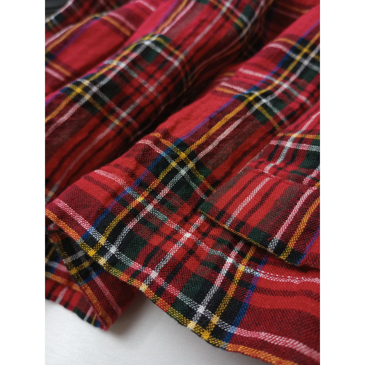 R&D.M.Co- オールドマンズテーラー TARTAN CHECK タータンチェック シャツワンピース ロング 赤 リネン 麻 100％  S 【中古】