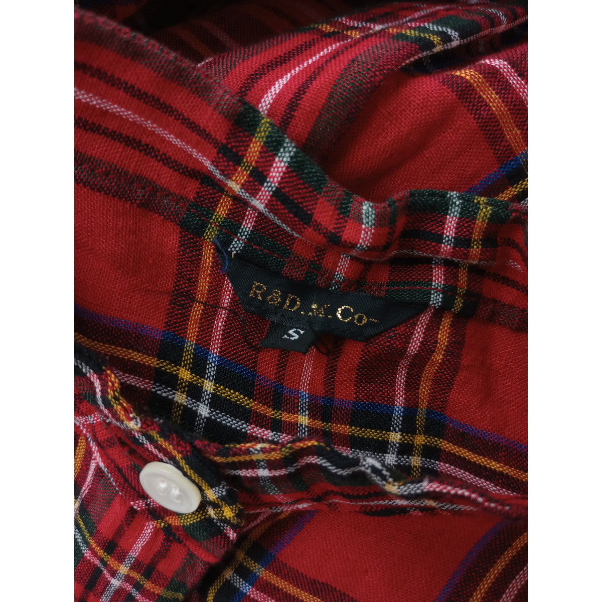 R&D.M.Co- オールドマンズテーラー TARTAN CHECK タータンチェック シャツワンピース ロング 赤 リネン 麻 100％  S 【中古】