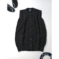 aran woollen mills アランウーレンミルズ アイルランド製 ケーブル編み ニットベスト ウール 毛 100％ トップス  グレー M  (9M＋2478)【中古】