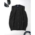aran woollen mills アランウーレンミルズ アイルランド製 ケーブル編み ニットベスト ウール 毛 100％ トップス  グレー M  (9M＋2478)【中古】