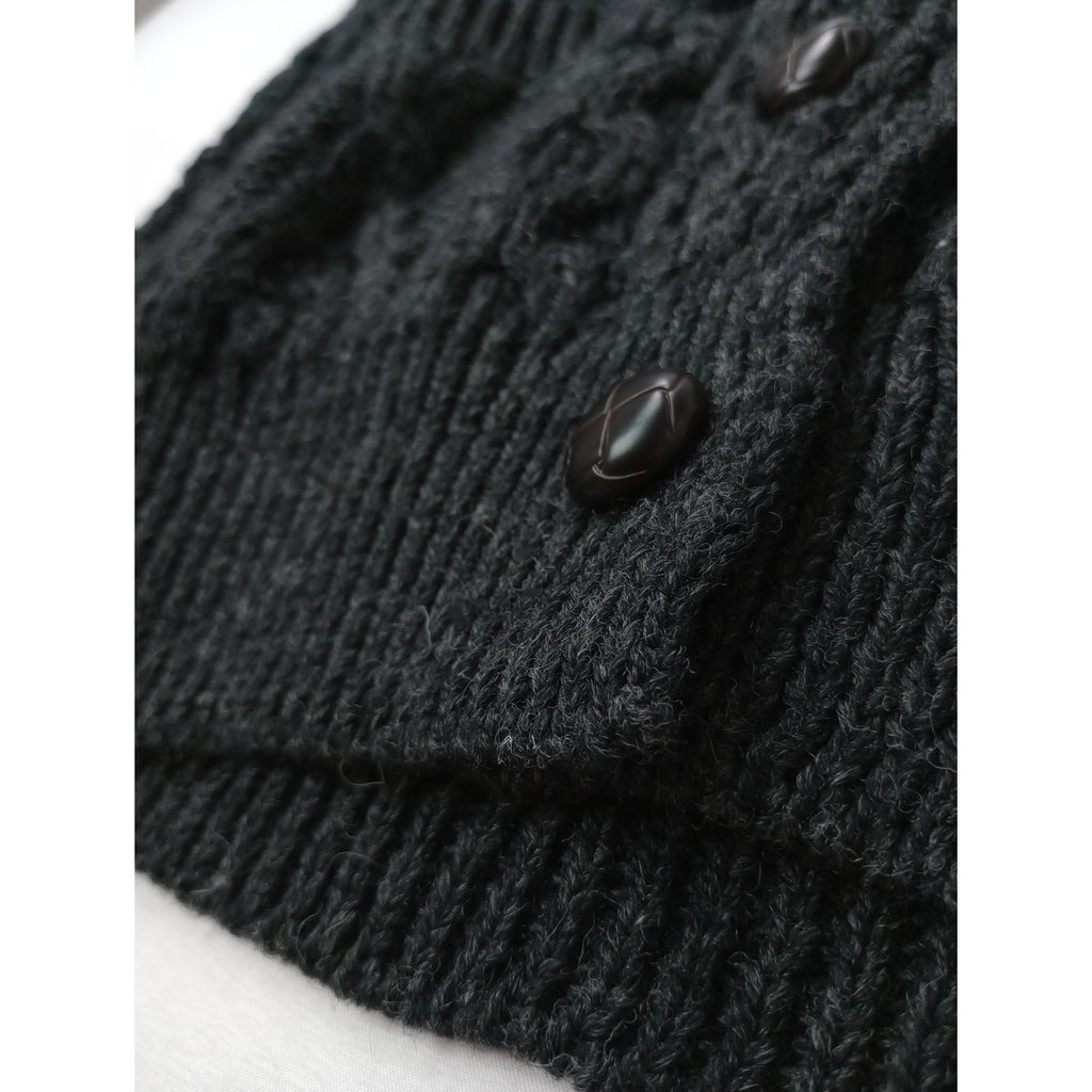 aran woollen mills アランウーレンミルズ アイルランド製 ケーブル編み ニットベスト ウール 毛 100％ トップス  グレー M  (9M＋2478)【中古】