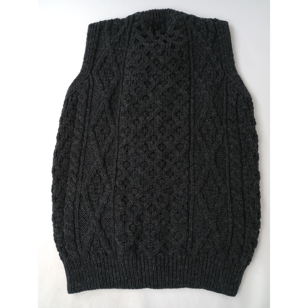 aran woollen mills アランウーレンミルズ アイルランド製 ケーブル編み ニットベスト ウール 毛 100％ トップス  グレー M  (9M＋2478)【中古】