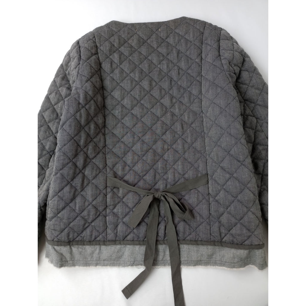 ikkuna suzuki takayuki  イクナ スズキタカユキ キルティング ジャケット ウール リネン グレー 1【中古】