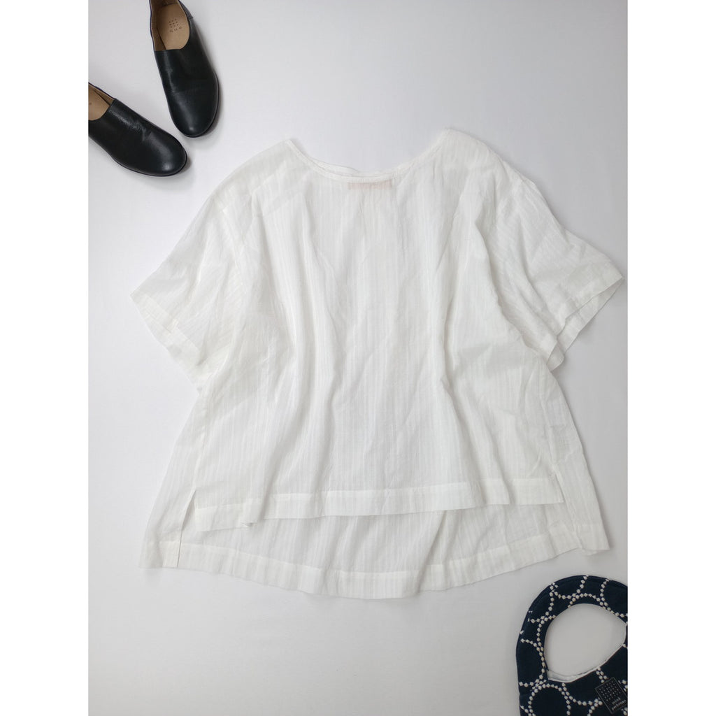 suzuki takayuki スズキタカユキ  stripe pullover blouse ストライプ プルオーバー ブラウス トップス 白 【中古】