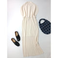 Jens イェンス Waffle pleats Dress ワッフル プリーツ ロングワンピース ドレス アイボリー  2【中古】