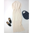 Jens イェンス Waffle pleats Dress ワッフル プリーツ ロングワンピース ドレス アイボリー  2【中古】