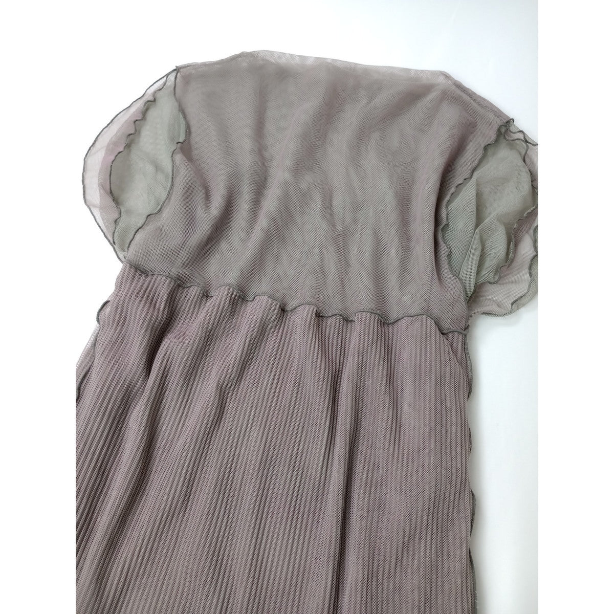 Jens イェンス pleats Dress レイヤード プリーツ ロングワンピース ドレス  グレージュ カーキ    【中古】