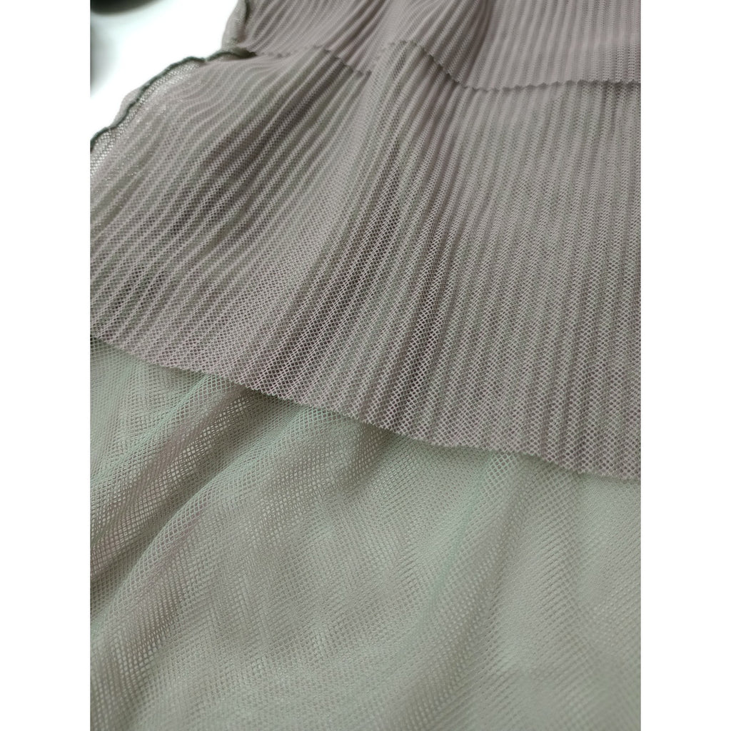 Jens イェンス pleats Dress レイヤード プリーツ ロングワンピース ドレス  グレージュ カーキ    【中古】