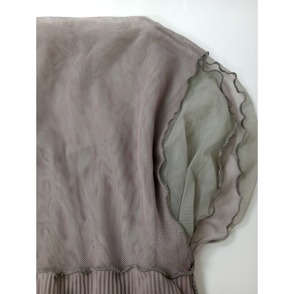 Jens イェンス pleats Dress レイヤード プリーツ ロングワンピース ドレス  グレージュ カーキ    【中古】