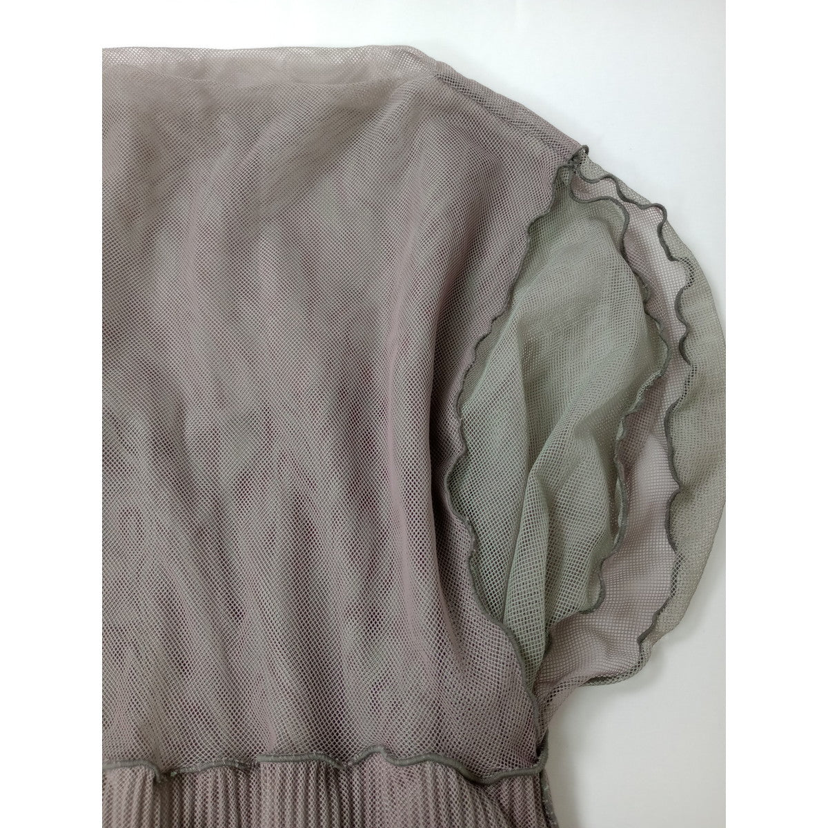 Jens イェンス pleats Dress レイヤード プリーツ ロングワンピース ドレス  グレージュ カーキ    【中古】