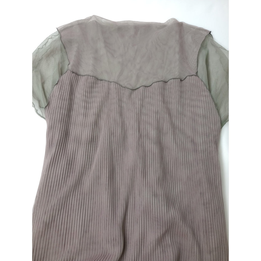 Jens イェンス pleats Dress レイヤード プリーツ ロングワンピース ドレス  グレージュ カーキ    【中古】