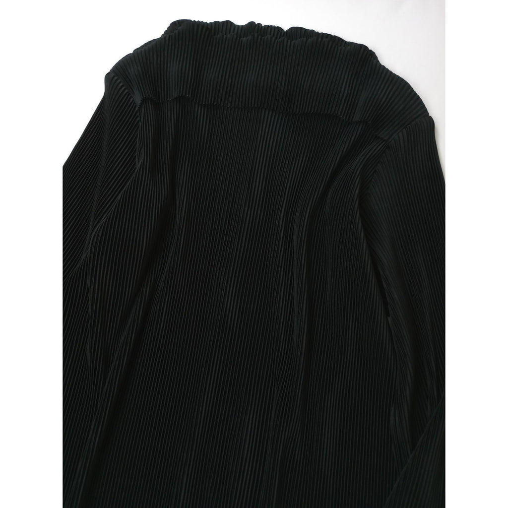 Jens イェンス プリーツ ロング 長袖  深スリット ワンピース 黒 ブラック  【中古】