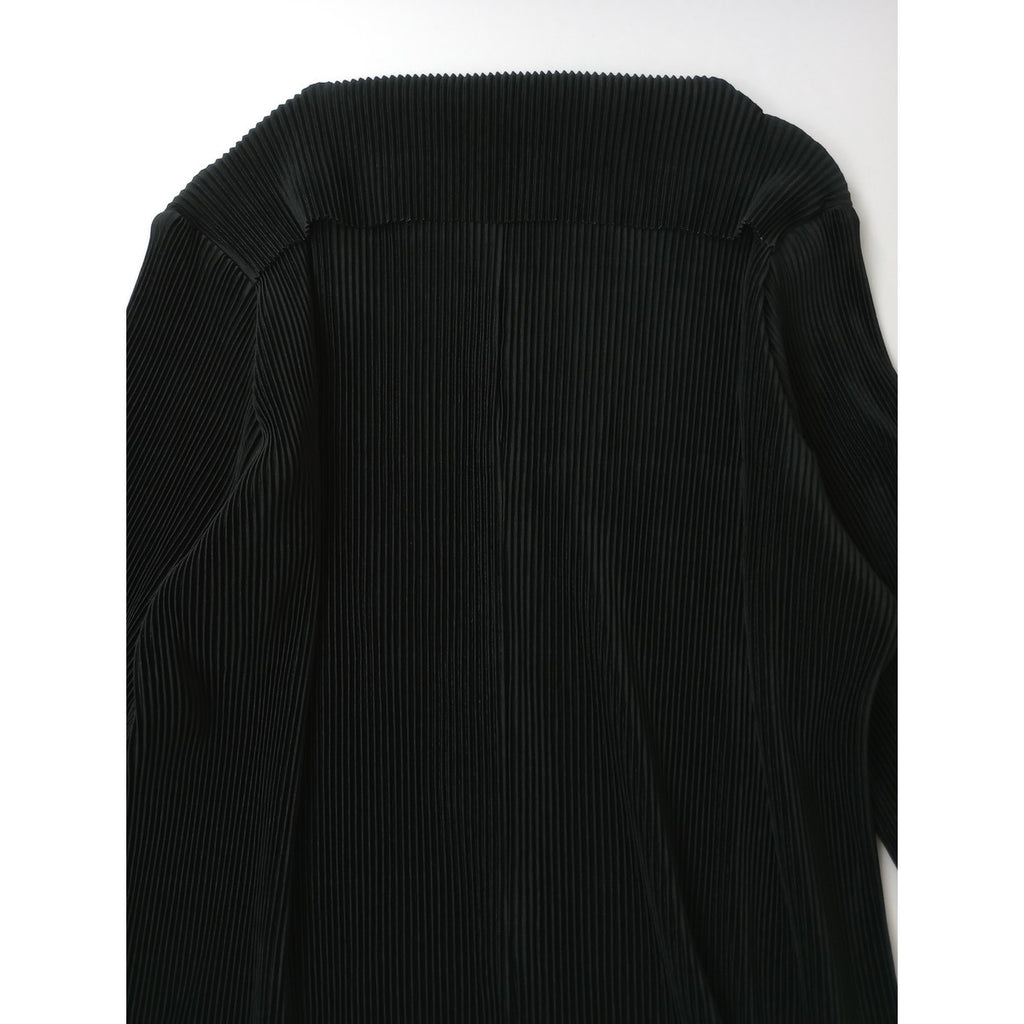 Jens イェンス プリーツ ロング 長袖  深スリット ワンピース 黒 ブラック  【中古】