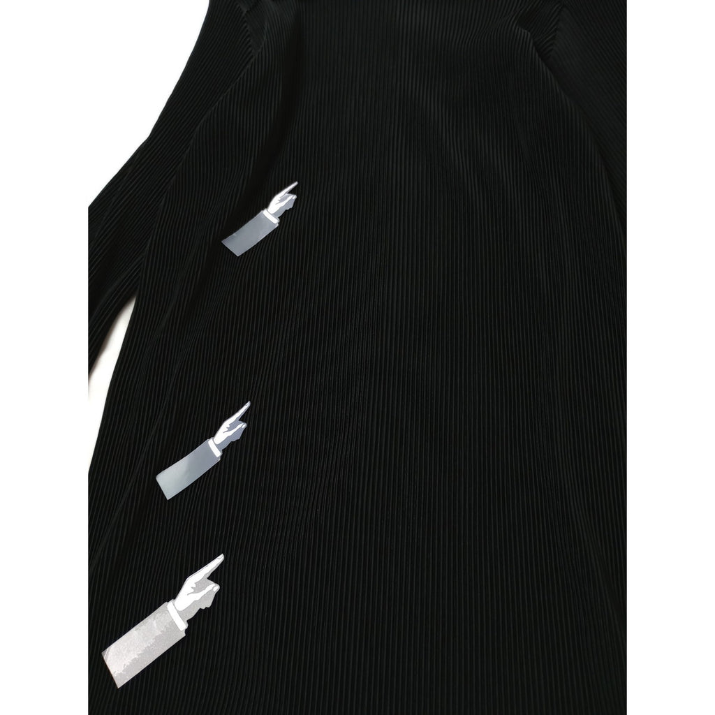 Jens イェンス プリーツ ロング 長袖  深スリット ワンピース 黒 ブラック  【中古】