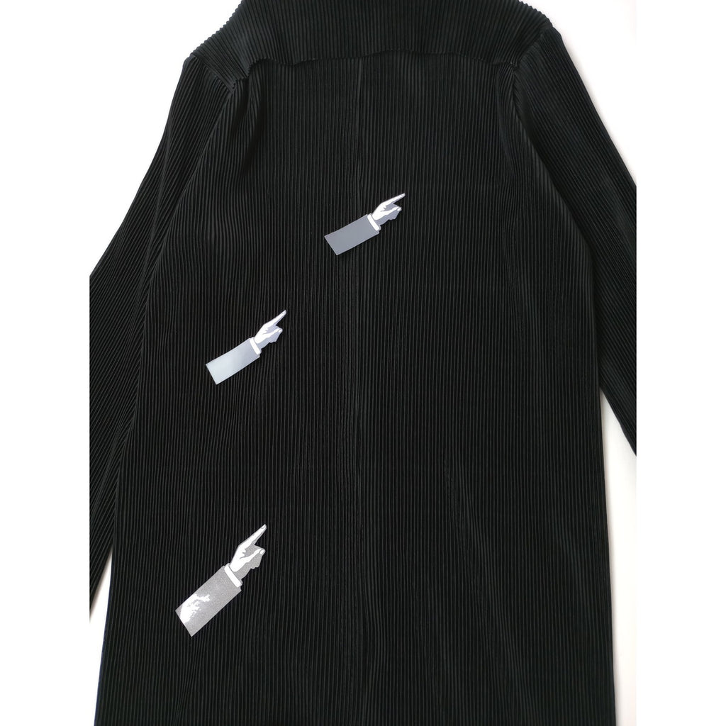 Jens イェンス プリーツ ロング 長袖  深スリット ワンピース 黒 ブラック  【中古】