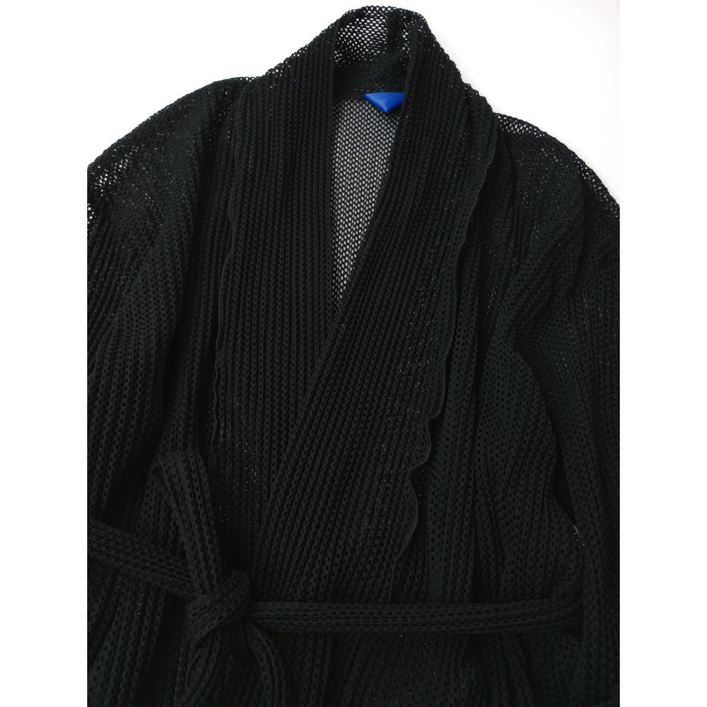 Jens イェンス ニットライクレースプリーツ カーディガン メッシュ  ロング ガウン 羽織  黒 ブラック  【中古】