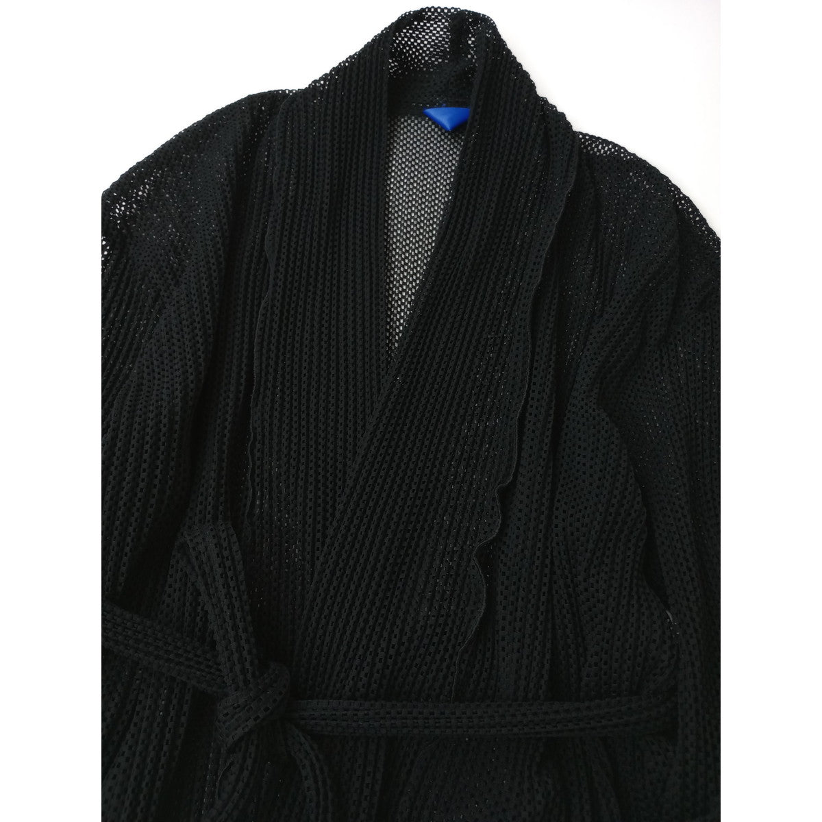 Jens イェンス ニットライクレースプリーツ カーディガン メッシュ  ロング ガウン 羽織  黒 ブラック  【中古】