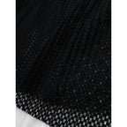 Jens イェンス ニットライクレースプリーツ カーディガン メッシュ  ロング ガウン 羽織  黒 ブラック  【中古】