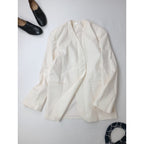 NEAU ニュー Linen Collarless Jacket リネン 麻 100％ ノーカラー カラーレス ジャケット アイボリー 1   【中古】