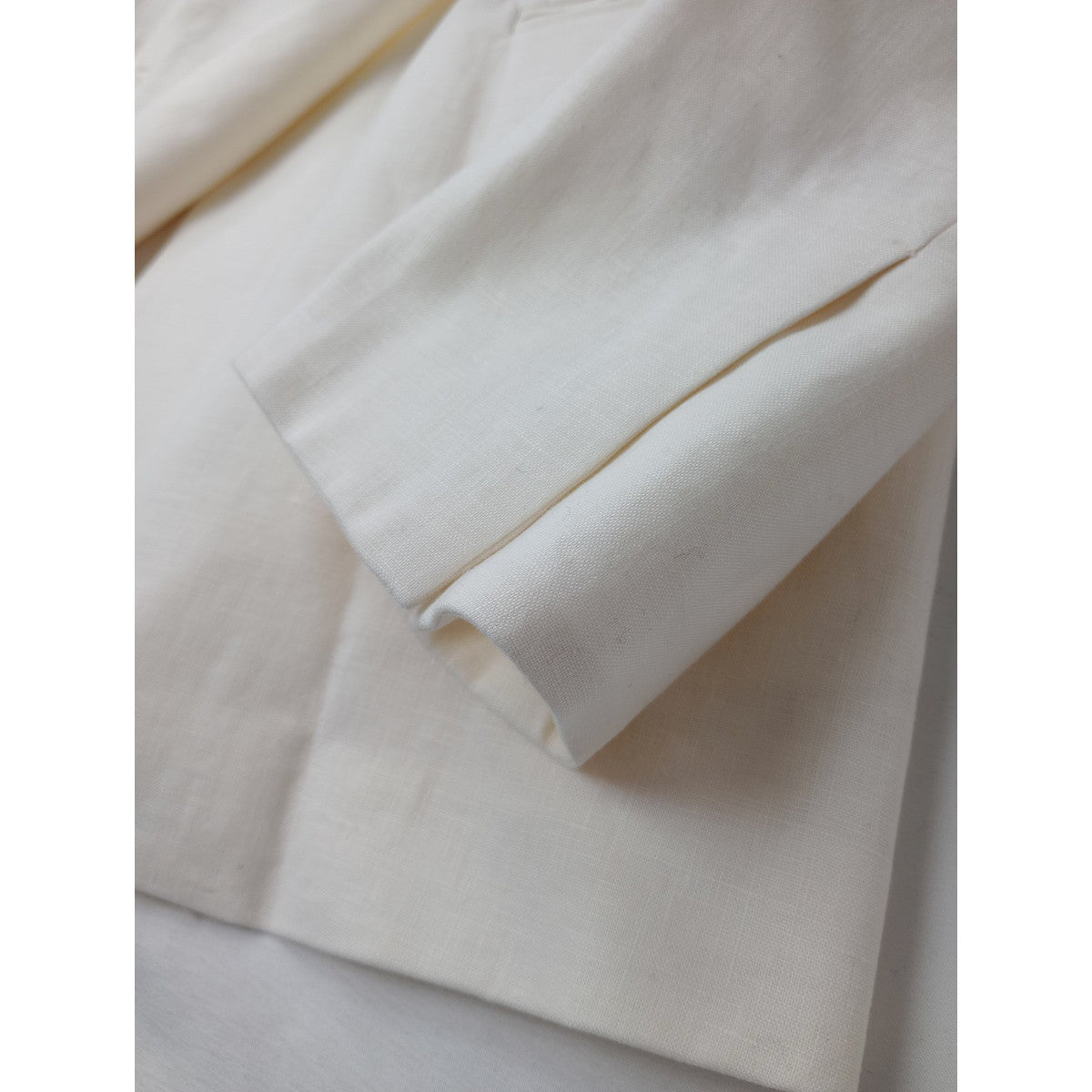 NEAU ニュー Linen Collarless Jacket リネン 麻 100％ ノーカラー カラーレス ジャケット アイボリー 1   【中古】