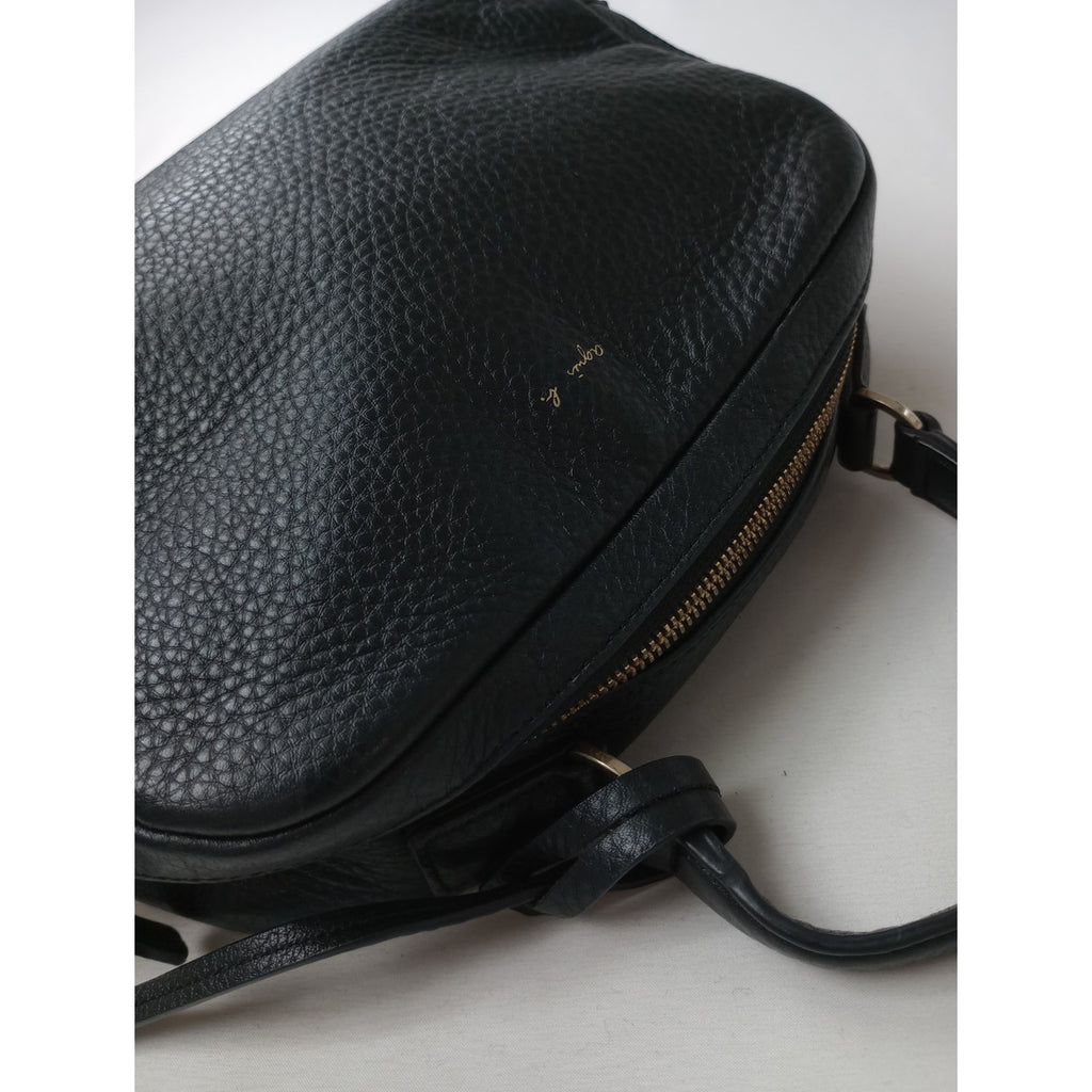 agnès b. アニエスベー レザー ハンド バッグ 黒 ブラック  【中古】
