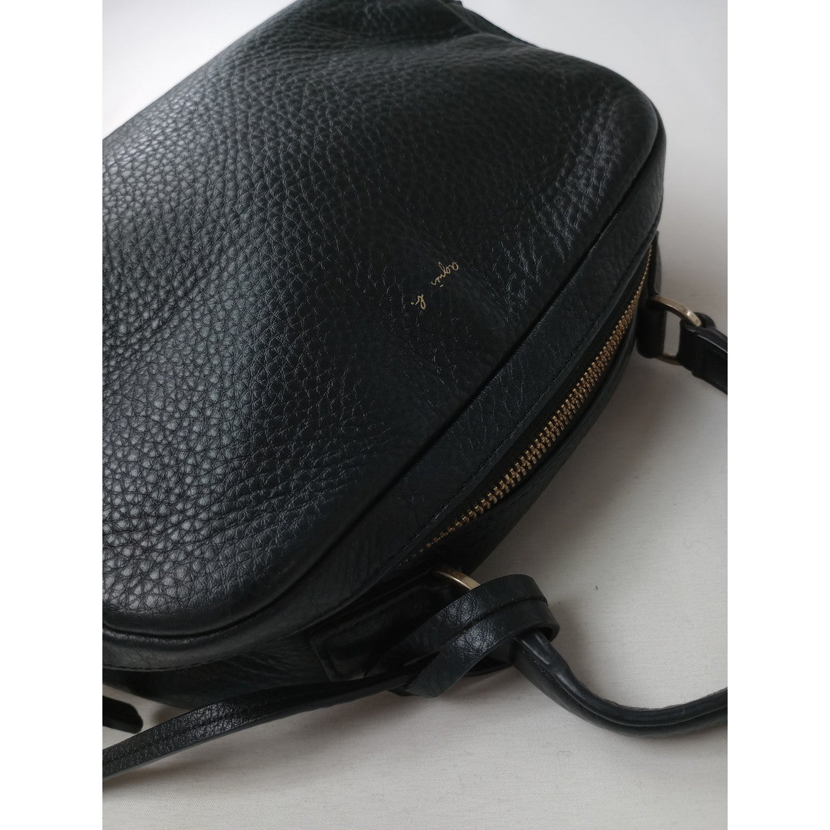 agnès b. アニエスベー レザー ハンド バッグ 黒 ブラック  【中古】