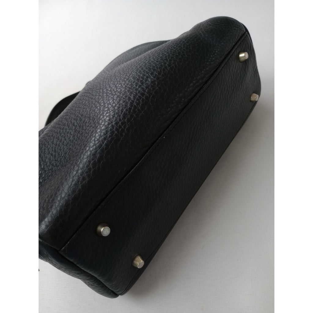 agnès b. アニエスベー レザー ハンド バッグ 黒 ブラック  【中古】