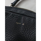 agnès b. アニエスベー レザー ハンド バッグ 黒 ブラック  【中古】