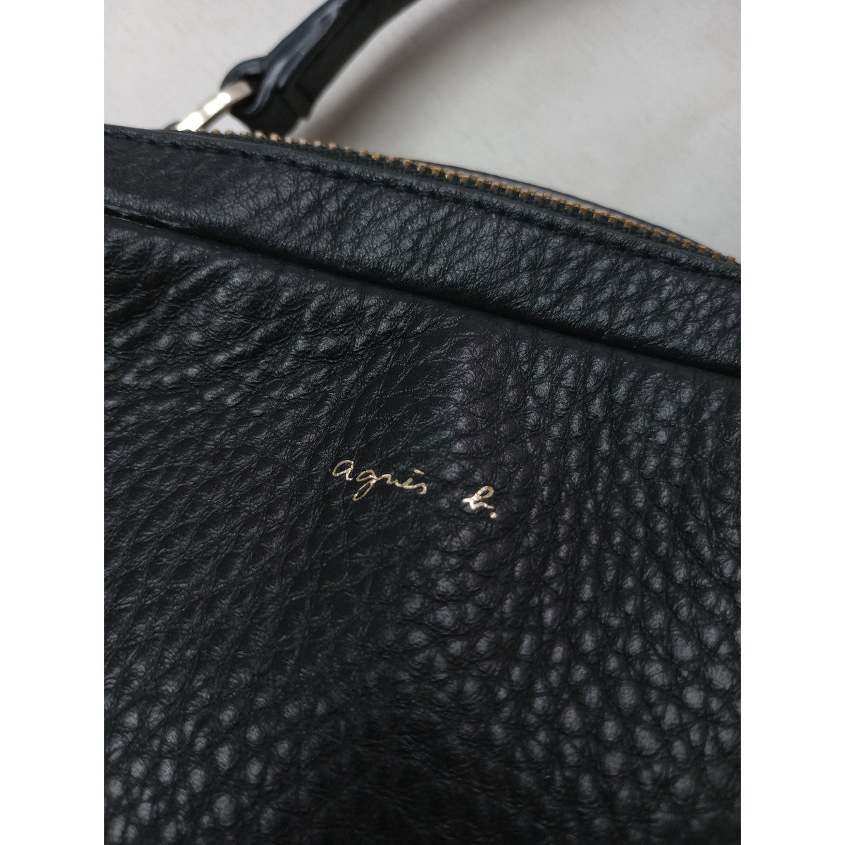 agnès b. アニエスベー レザー ハンド バッグ 黒 ブラック  【中古】