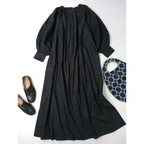 新品 ne Quittez pas ヌキテパ Fine Poplin Kika Embroidery Gather Dress 刺繍 ギャザー ドレス ロングワンピース 黒 ブラック