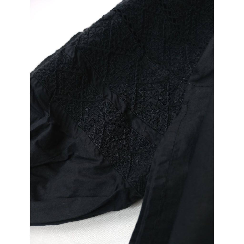新品 ne Quittez pas ヌキテパ Fine Poplin Kika Embroidery Gather Dress 刺繍 ギャザー ドレス ロングワンピース 黒 ブラック