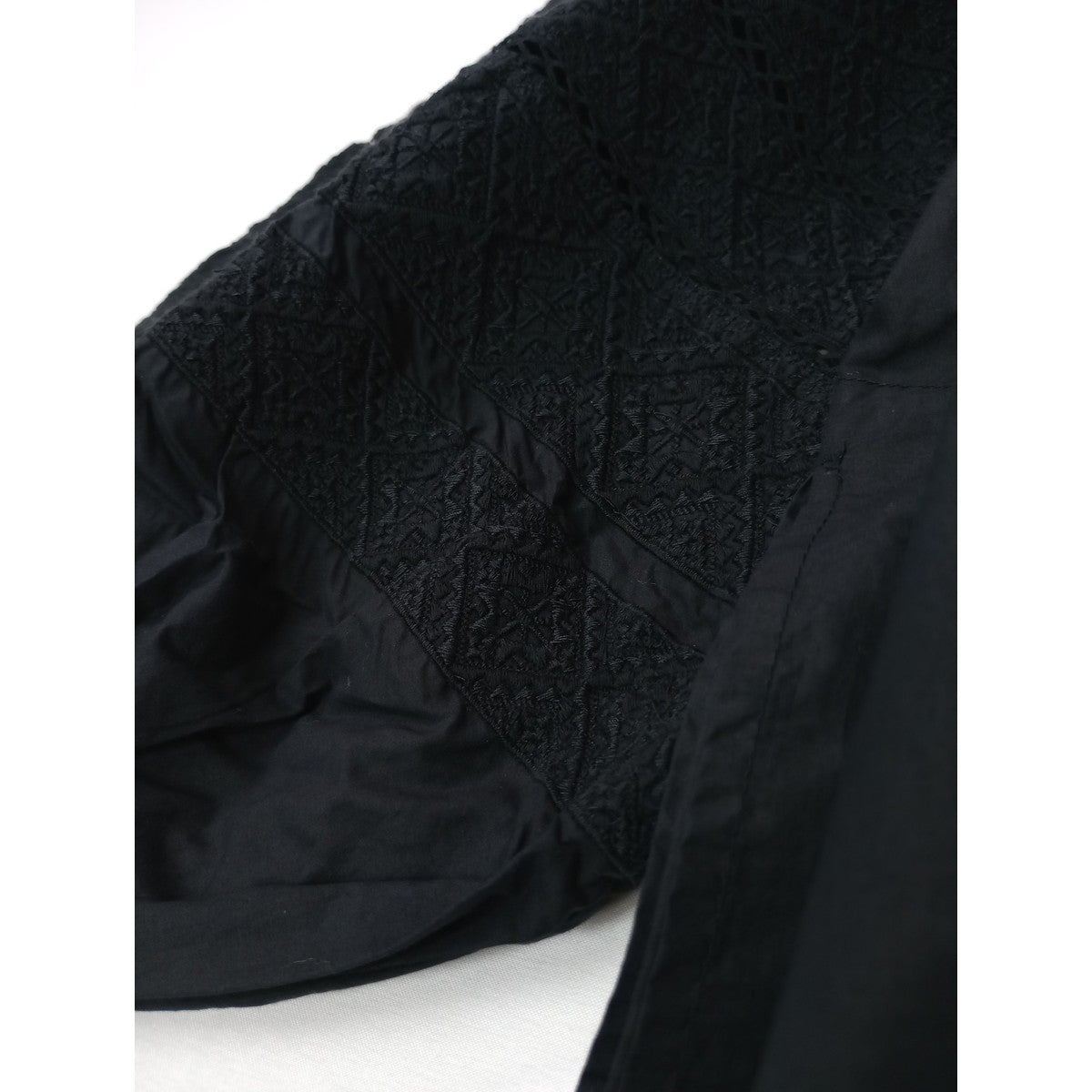 新品 ne Quittez pas ヌキテパ Fine Poplin Kika Embroidery Gather Dress 刺繍 ギャザー ドレス ロングワンピース 黒 ブラック
